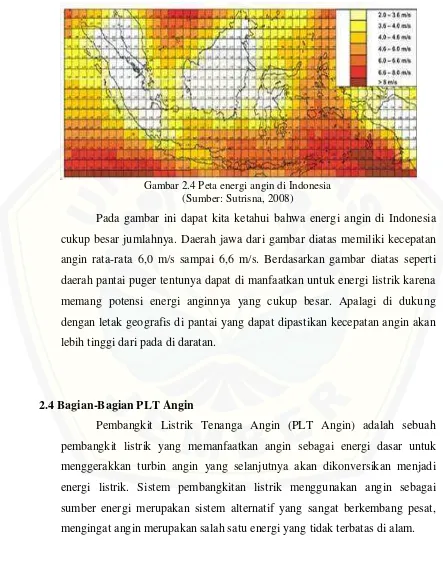 Gambar 2.4 Peta energi angin di Indonesia 