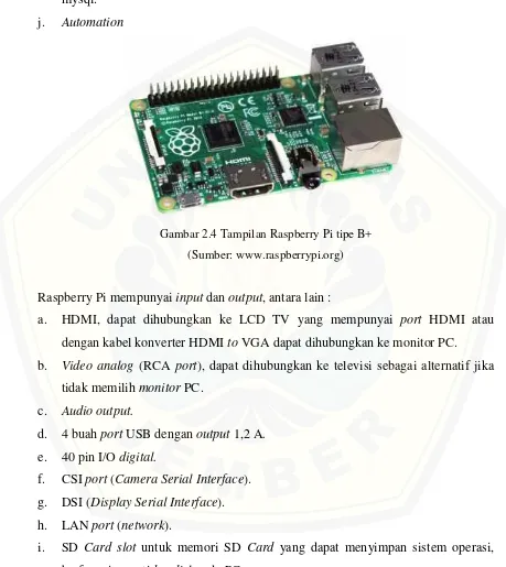Gambar 2.4 Tampilan Raspberry Pi tipe B+