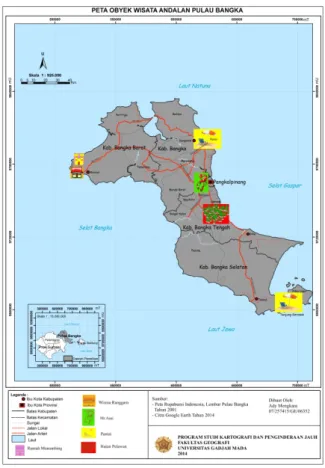 Gambar 1.6. Peta Obyek Wisata Andalan  Pulau Bangka. 