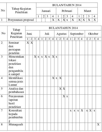 Tabel 3.8  Jadwal Penelitian 