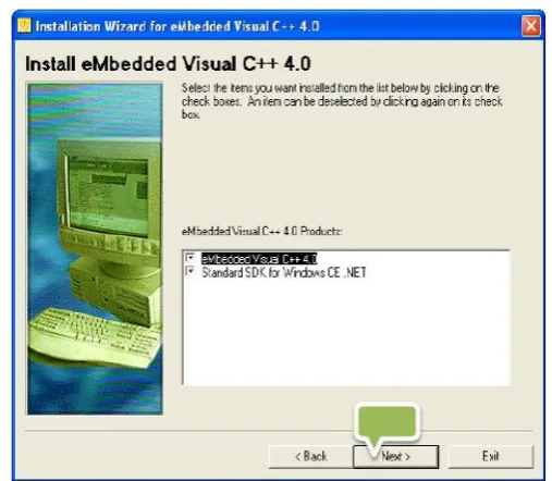 Gambar 2.13 Kotak Dialog Pemilihan Penyimpanan eMbedded Visual C++  