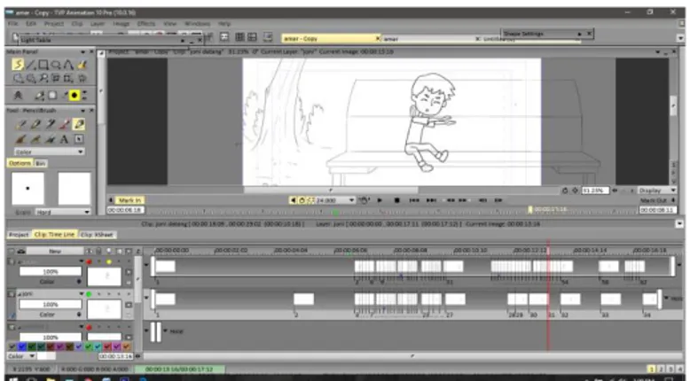 Gambar 10. Proses pembuatan Rough Animation pada Tvpaint