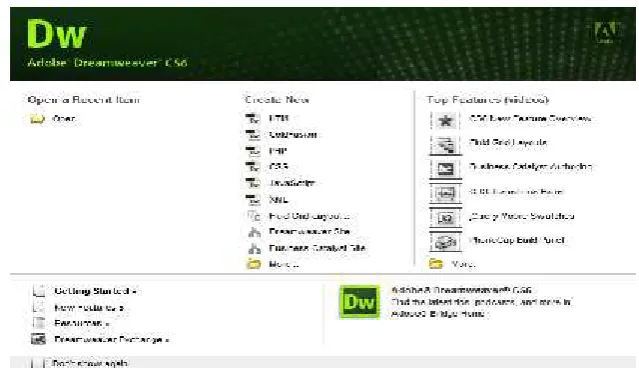 Gambar 2.2 Tampilan utama program Adobe Dreamweaver CS6
