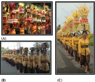 Gambar 5 :  Perkembangan Bentuk, Jenis, Warna dan cara berpakaian (Baju) ke Pura           bagi wanita Bali