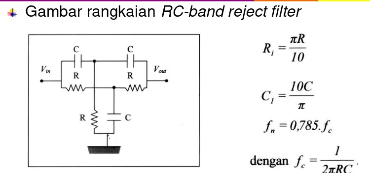 Gambar rangkaian RC-band reject filter 