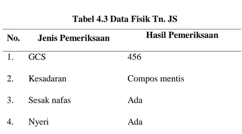 Tabel 4.3 Data Fisik Tn. JS 