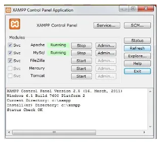 Gambar 2.1 XAMPP control panel application 