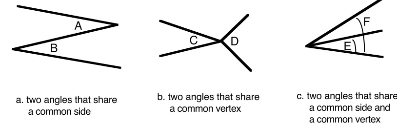 Figure 6.  Examples used to examine different definitions of "adjacent angles."