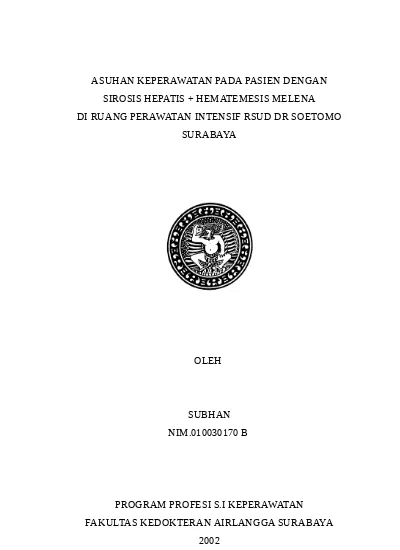 ASUHAN KEPERAWATAN PADA PASIEN DENGAN SIROSIS HEPATIS + HEMATEMESIS ...