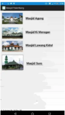 Gambar 4.2 Daftar masjid bersejarah di Palembang 