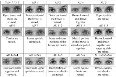 Table 1. (Some of Upper Face Aus and their combinations) 