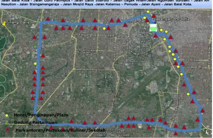 Gambar 3.1 Rute Rencana yang akan dilewati monorel Kota Medan 