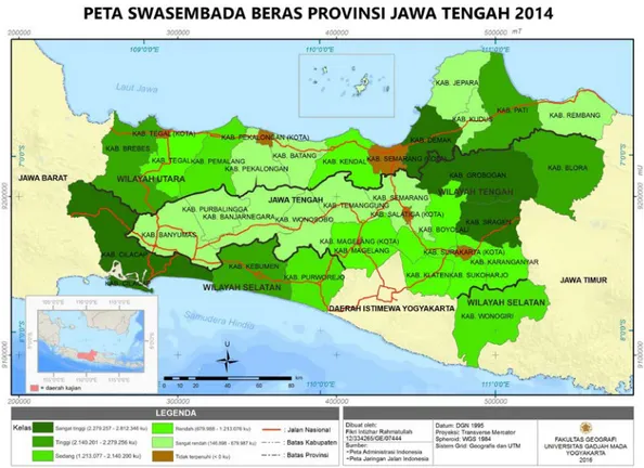 Gambar 4 Peta Swasembada Beras Provinsi Jawa Tengah Tahun 2014 