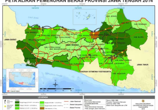 Gambar 5 Peta Aliran Pemenuhan Beras Provinsi Jawa Tengah Tahun 2014 