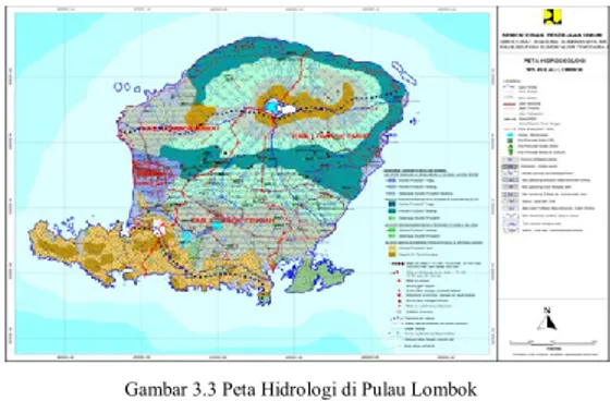 Gambar 3.3 Peta Hidrologi di Pulau Lombok 