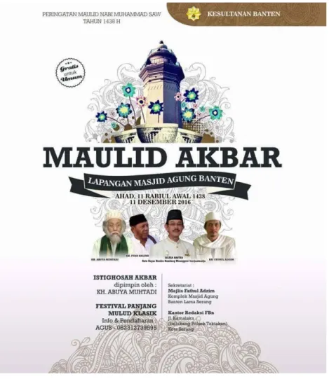 Gambar 1. Poster Menara Masjid Agung Banten sebagai Identitas (Sumber: https://twitter.com/infomusicsrg/status/807767582417698817)