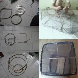 Gambar 2. Rancangan penelitian menggunakan keranjang jaringGambar 1. Pembuatan wadah keranjang jaring