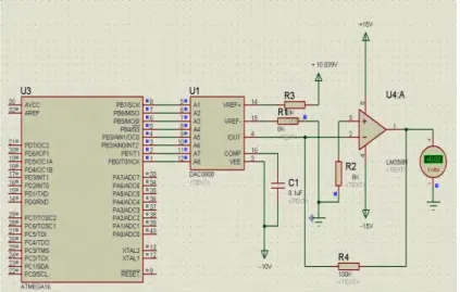 Gambar 3.7 Rangkaian Proteus Digital to Analog Converter