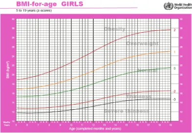 Gambar 1. Diagram  BMI for Age untuk anak laki-laki usia 5-19 tahun.20