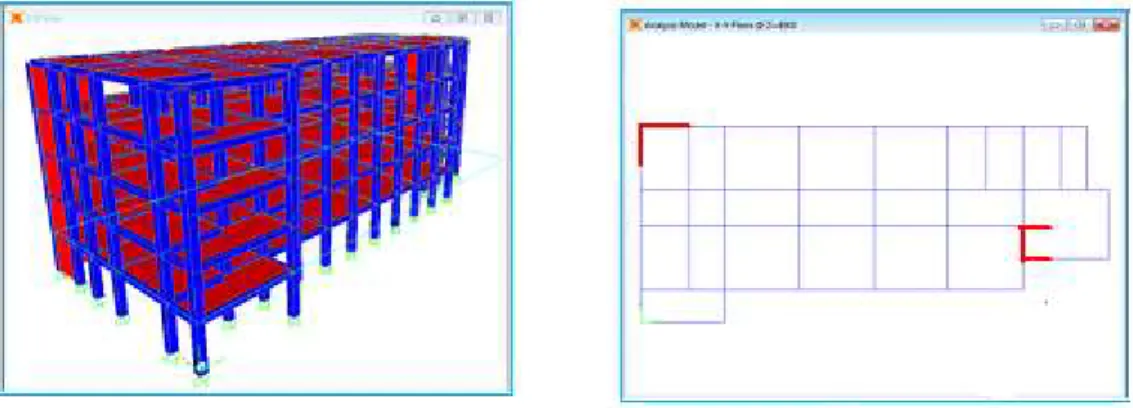 Gambar 3. Pemodelan Gedung 3D dan arah XY   C. Pembebanan Gedung 