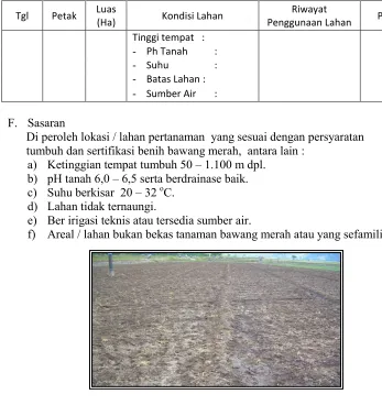 Tabel : 3 Format  pemilihan lokasi  
