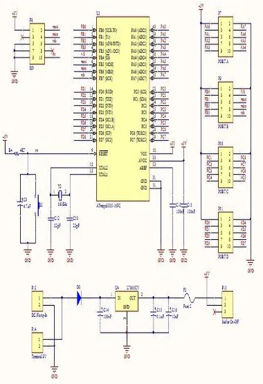 Gambar 2.4 Skematik sistem minimum mikrokontroler AVR ATmega8535 