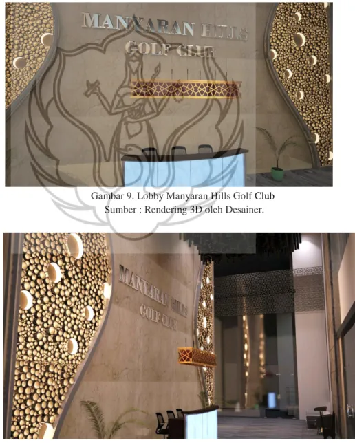 Gambar 9. Lobby Manyaran Hills Golf Club   Sumber : Rendering 3D oleh Desainer. 