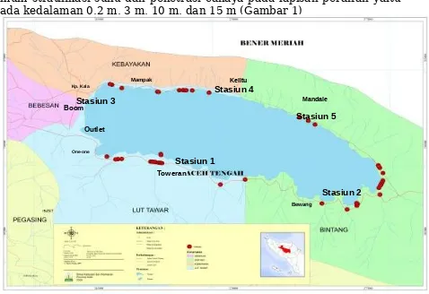 Gambar 1. Danau Laut Tawar yang menunjukkan  lokasi pengambilan sampel