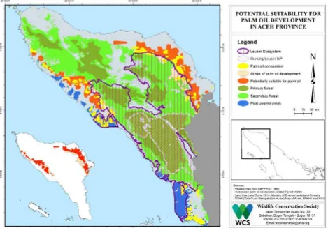 Figure 2 . Potential Land Suitability for Palm Oil Development in Aceh. 