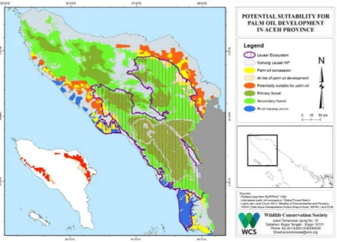 Gambar 5. Potensi  kepatutan untuk pengembangan kelapa sawit di Aceh.
