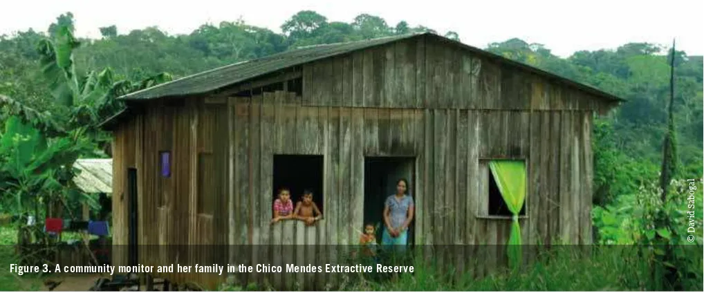 Figure 3. A community monitor and her family in the Chico Mendes Extractive Reserve 