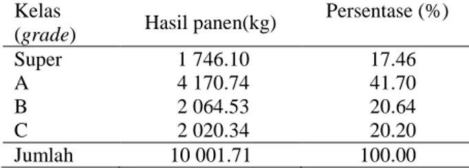 Tabel 7.  Pengkelasan (grading) buah naga putih  Kelas 