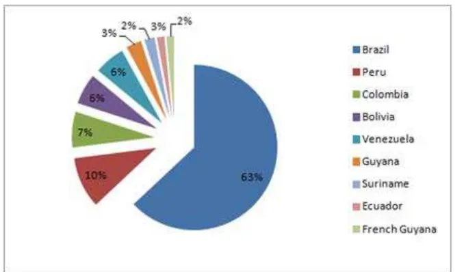 Figure 1. The Amazon: distribution per country. Source: ACTO (2008) 