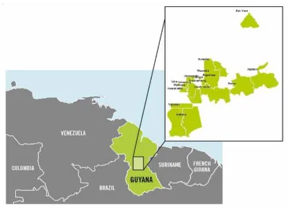 Figure 1. Map of the participating communities in the North Rupununi, Guyana