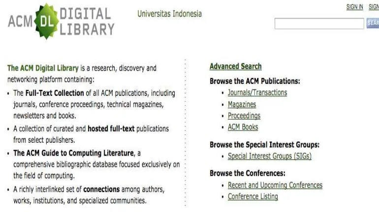 Gambar 2. Halaman Muka Pangkalan data daring ACM 