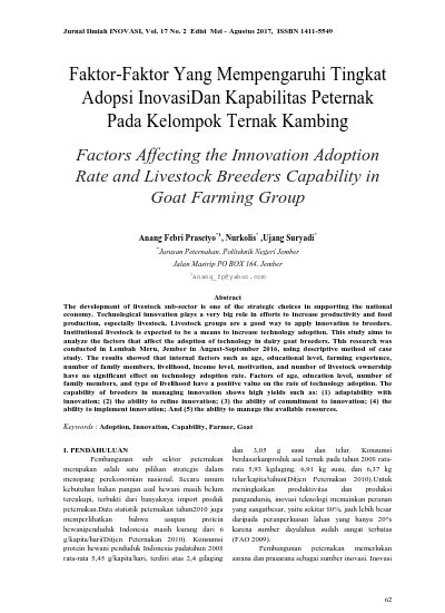 Faktor-Faktor Yang Mempengaruhi Tingkat Adopsi InovasiDan Kapabilitas ...