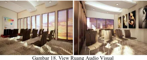 Gambar 18. View Ruang Audio Visual Ruang Audio Visual ini memiliki banyak bukaan jendela, 