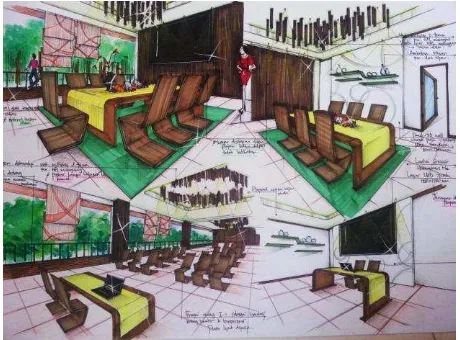 Gambar. 11.  Sketsa ruang VIP Daun Semanggi dan Tangkai Semanggi. 