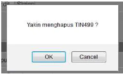 Gambar 15. Dialog Box Menghapus Mata Kuliah 