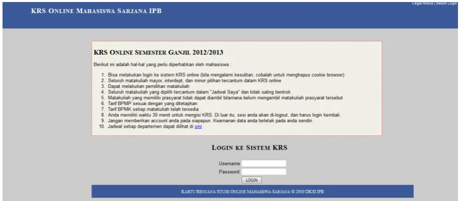 Gambar 2. Form Login KRS Online 