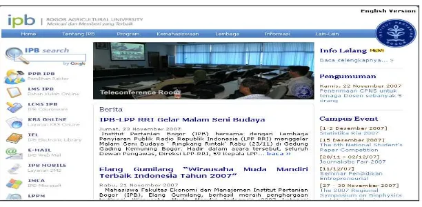 Gambar 2.1. Tampilan Halaman Utama Website IPB. 