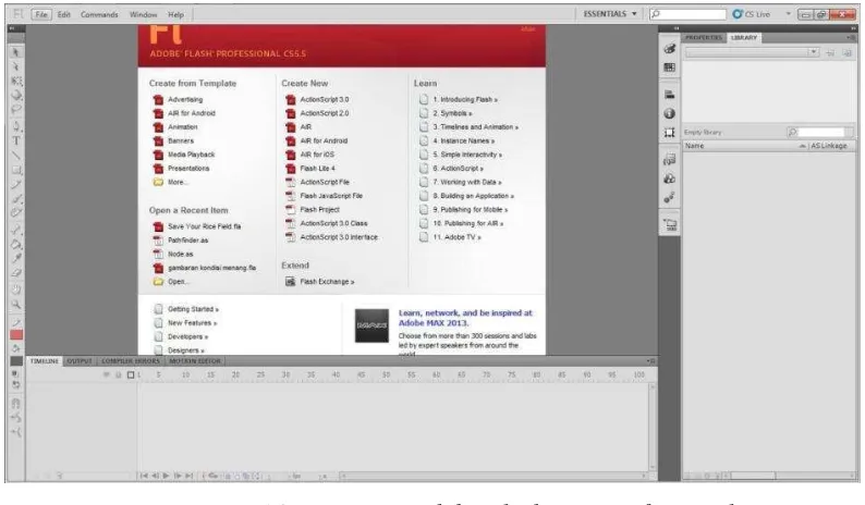 Gambar 2. 14 Start Page Adobe Flash CS5 Professional 