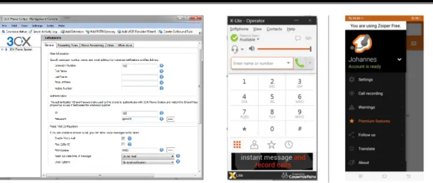Gambar 7 Tampilan Account Registered  Setelah  tampilan  softphone  di  user  berubah  menjadi register, maka VoIP sudah dapat digunakan  oleh  user