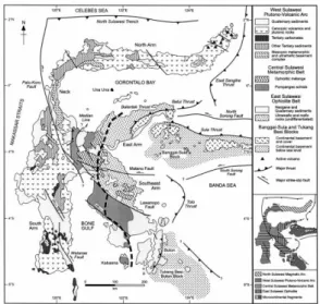 Gambar 2. Peta tektonik utama Pulau  Sulawesi (Hall dan Wilson, 2000).  Zona Subduksi Sulawesi Utara 
