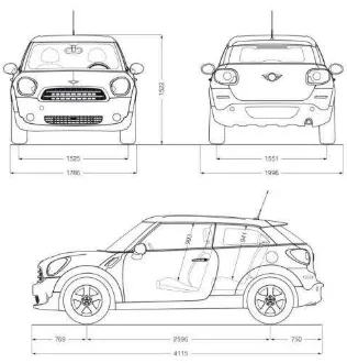Gambar 4.Dimensi Mobil MINI Cooper 