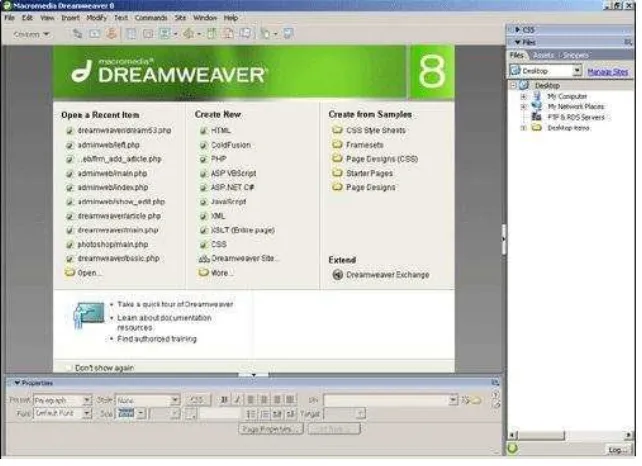Gambar 2.33.Tampilan Macromedia Dreamweaver 8 