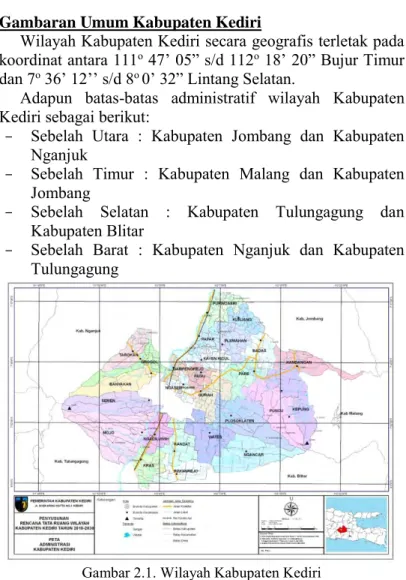 Gambar 2.1. Wilayah Kabupaten Kediri  (Sumber : Pemerintah Kabupaten Kediri) 