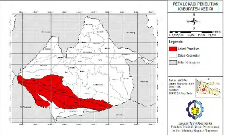 Gambar 3.1. Lokasi Penelitian Kabupaten Kediri  (Sumber : BAPPEDA Kab. Kediri) 