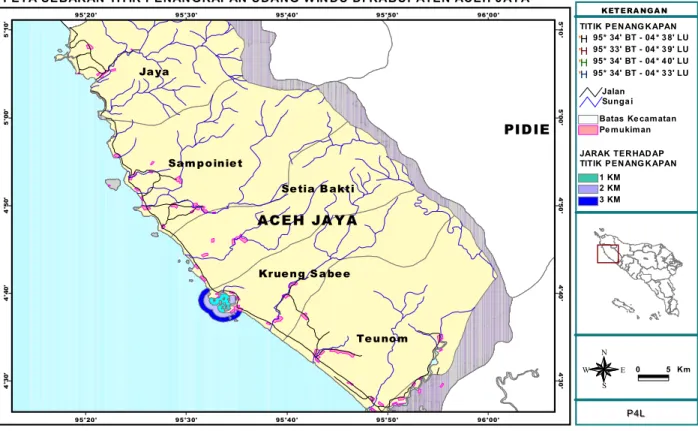 Gambar 3. Titik ordinat penangkapan induk udang windu di perairan Kabupaten Aceh Jaya
