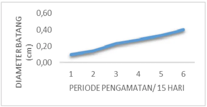 Gambar  3.  Pertumbuhan  Diameter  Batang  Semai  Rhizophora  mucronata  pada  Periode  Pengamatan  yang  Berbeda 